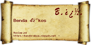 Benda Ákos névjegykártya